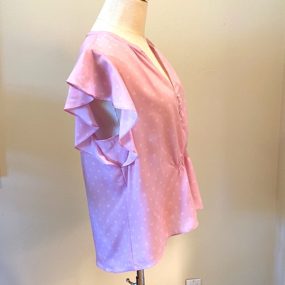 NWT Joie Crisbell Blouse Top M Split Neck Flutter Sleeve - Picture 4 of 7